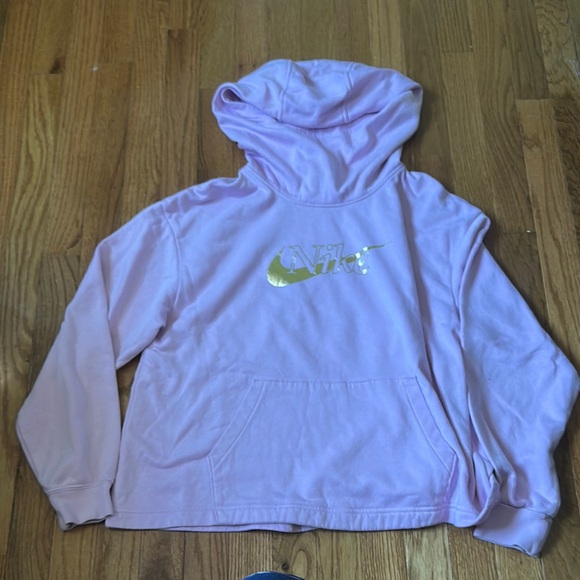 Women’s Nike Light Pink Hoodie with Metallic Gold Logo Size Medium - Picture 1 of 4